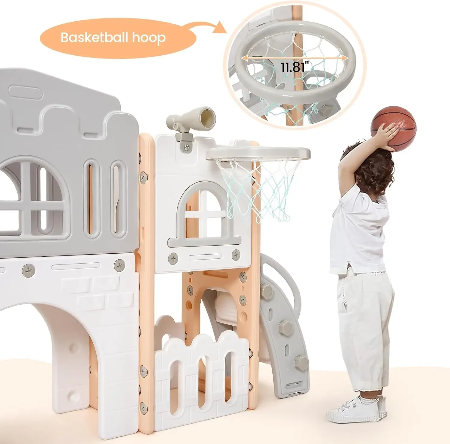 Kids Outdoor Tunnel - 8 in 1 Toddler Slide Playset,