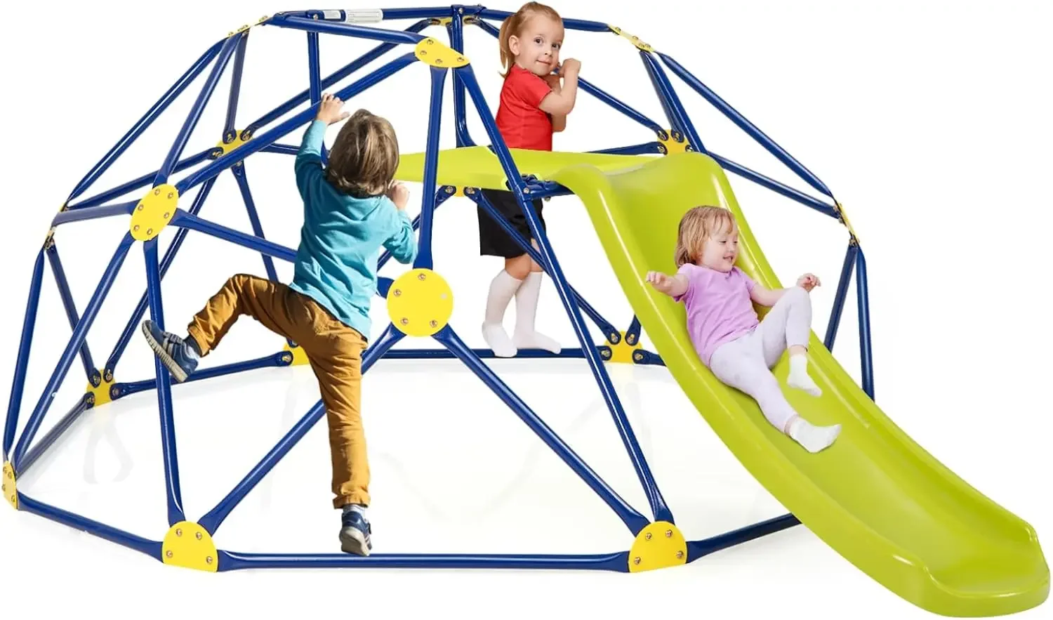 Kids Outdoor Jungle Gym With Slide - Costzon Climbing Dome with Slide for