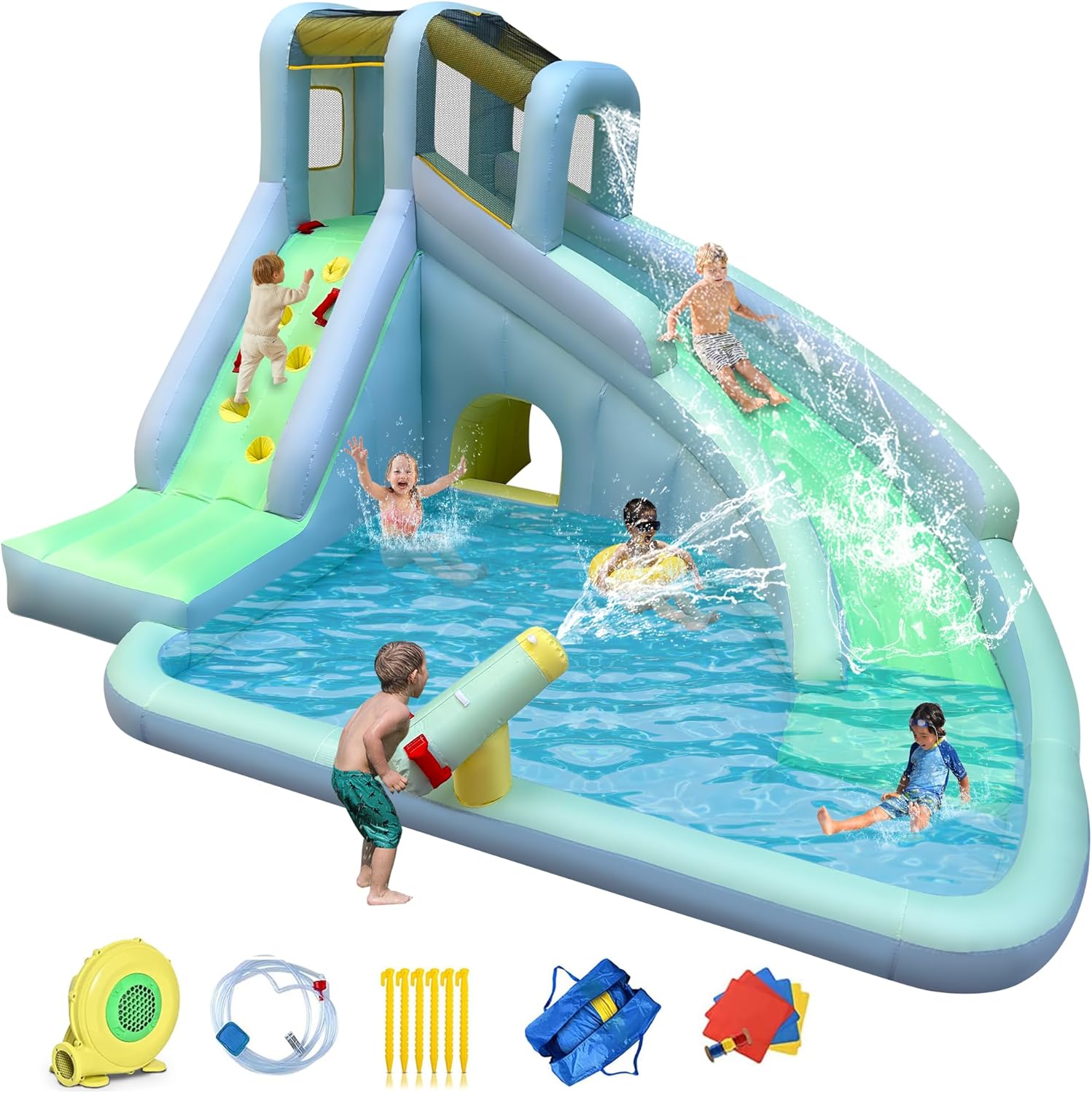 6-in-1 Inflatable Kids Bounce  - đánh giá và giá Kids Outdoor Water Slide