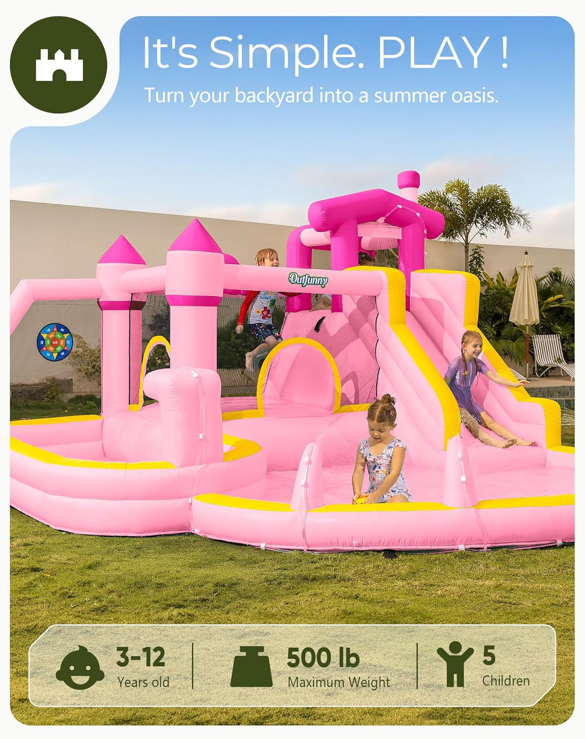 Pink Inflatable Water Slide Bo - đánh giá và giá Kids Outdoor Water Slide