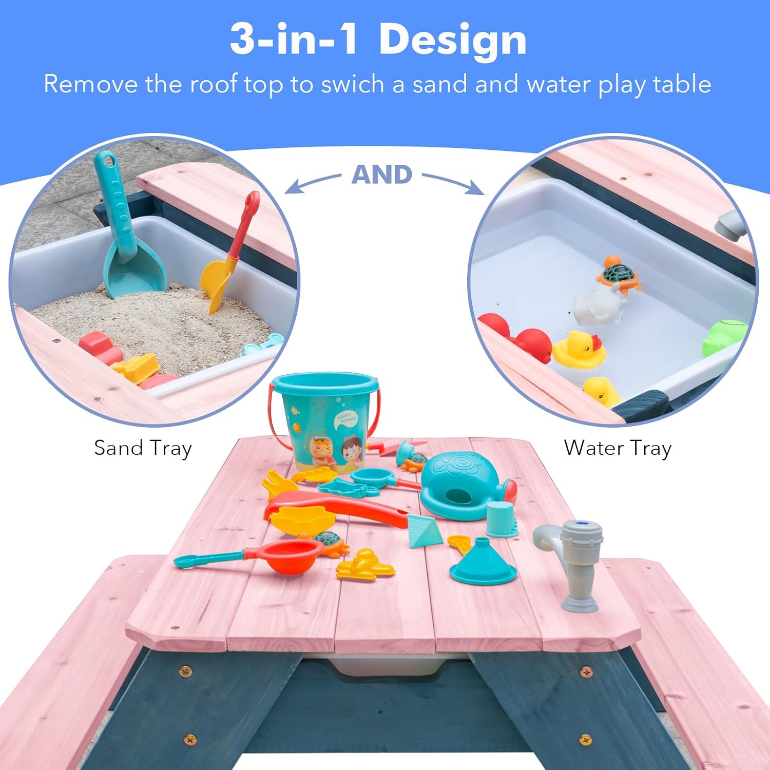 Kids 3-in-1 Sand & Water Table - đánh giá và giá Kids Outdoor Bench Table