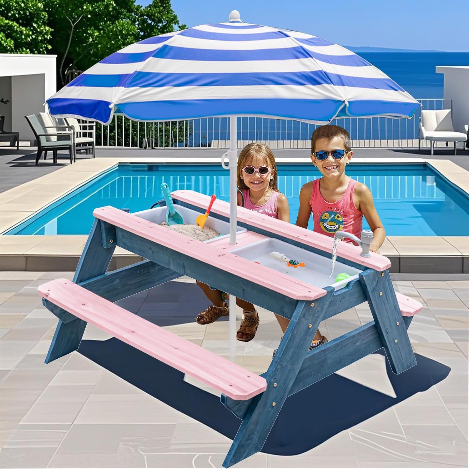 Kids 3-in-1 Sand & Water Table - đánh giá và giá Kids Outdoor Bench Table