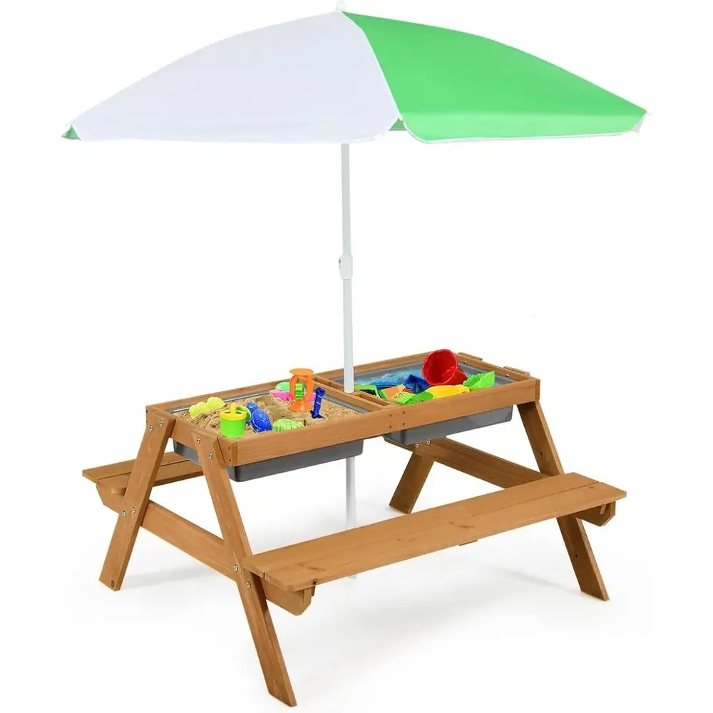 4-in-1 Wooden Sand & Water Pic - đánh giá và giá Kids Outdoor Furniture Set