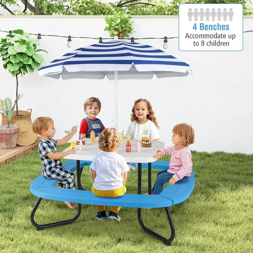 8-Person Kids Picnic Table wit - đánh giá và giá Kids Outdoor Bench Table