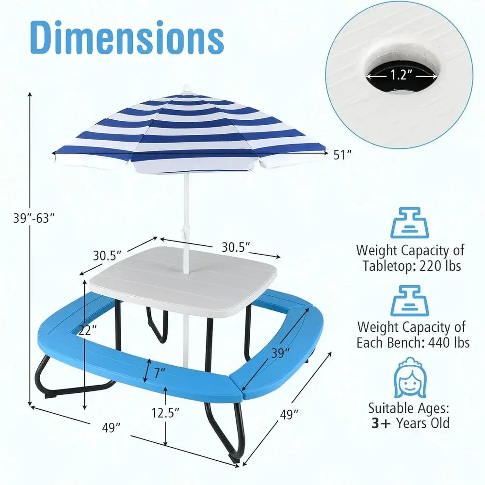 8-Person Kids Picnic Table wit - đánh giá và giá Kids Outdoor Bench Table