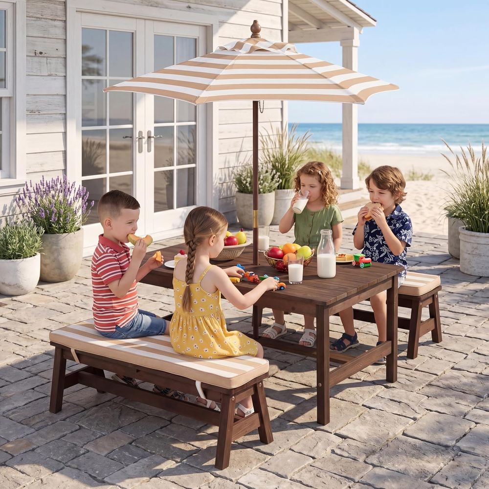 Kids Picnic Table, Large 42“x  - đánh giá và giá Kids Outdoor Bench Table