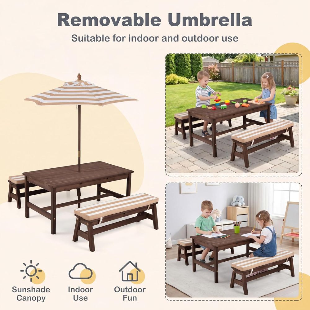 Kids Picnic Table, Large 42“x  - đánh giá và giá Kids Outdoor Bench Table