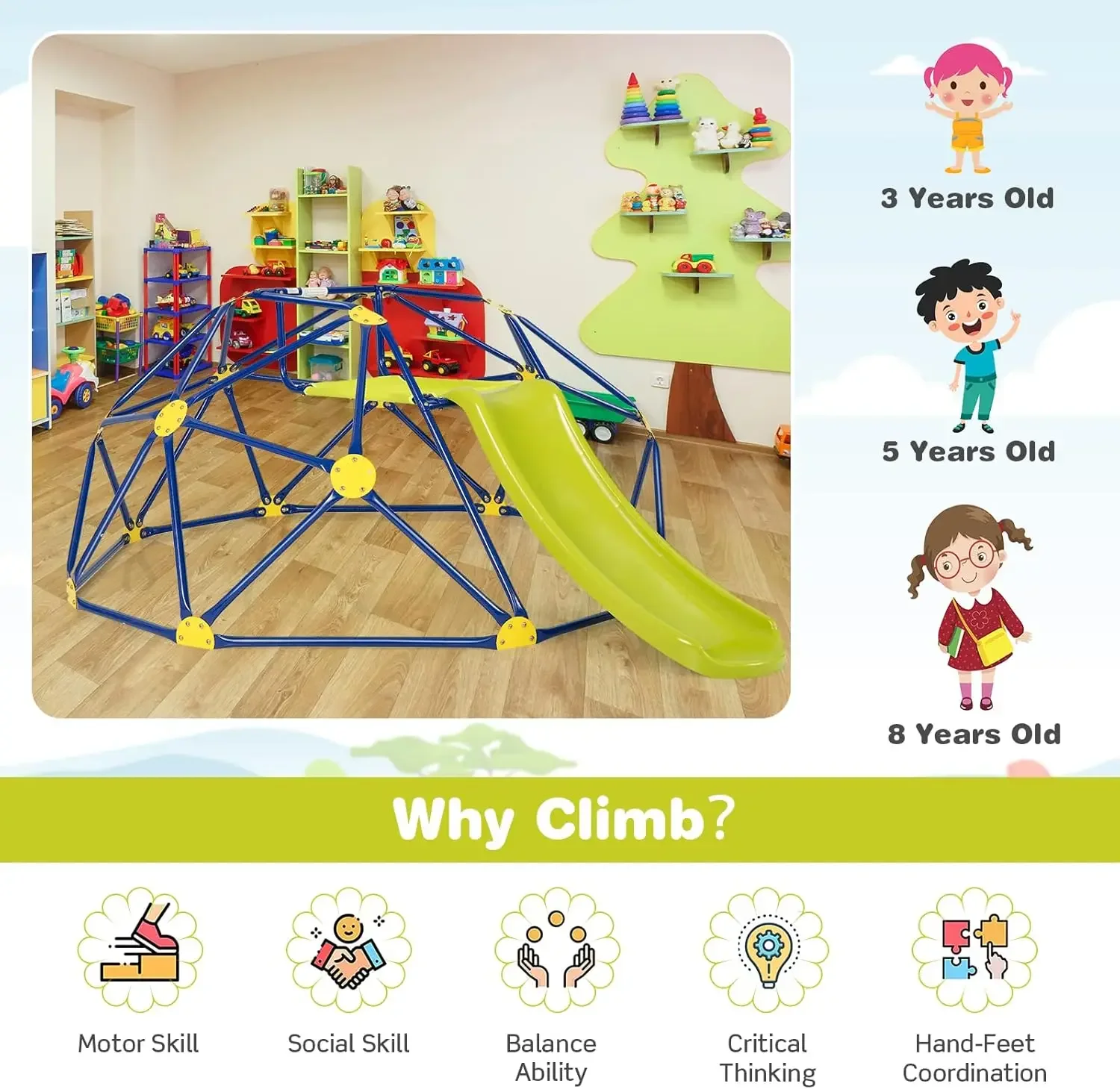 Costzon Climbing Dome with Sli - đánh giá và giá Kids Outdoor Jungle Gym With Slide