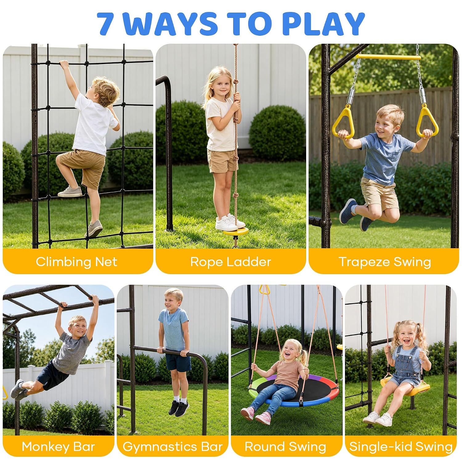 7-in-1 Outdoor Jungle Gym Monk - đánh giá và giá Kids Outdoor Monkey Bars