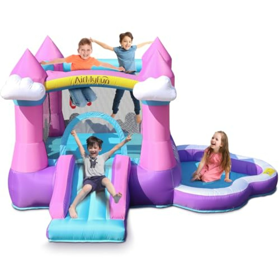 Pink inflatable bounce house f - đánh giá và giá Kids Outdoor Water Slide