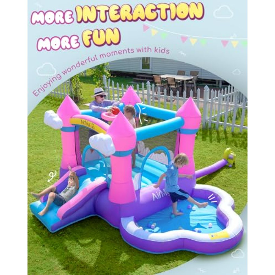 Pink inflatable bounce house f - đánh giá và giá Kids Outdoor Water Slide