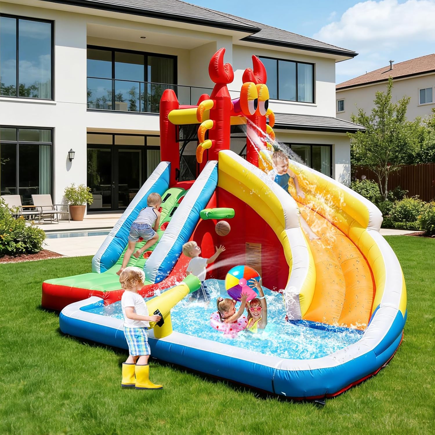Large Inflatable Bounce House  - đánh giá và giá Kids Outdoor Water Slide