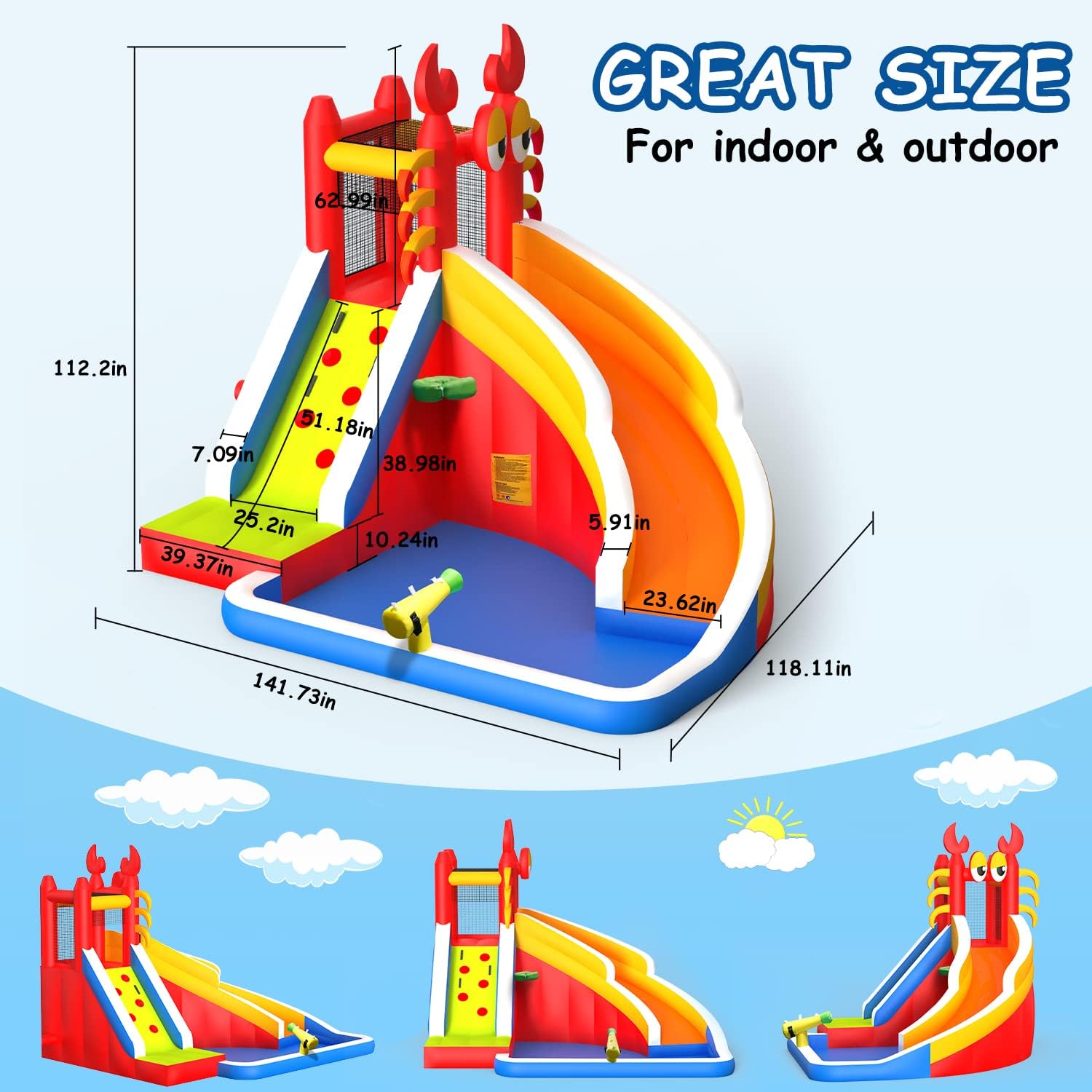 Large Inflatable Bounce House  - đánh giá và giá Kids Outdoor Water Slide