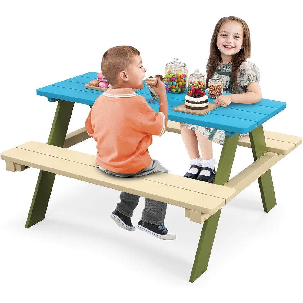 Kids Picnic Table, Acacia Wood - đánh giá và giá Kids Outdoor Bench Table
