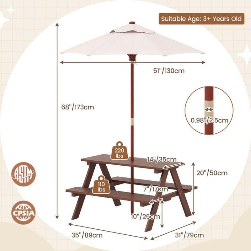 Outdoor 4-Seat Kids Picnic Tab - đánh giá và giá Kids Outdoor Bench Table