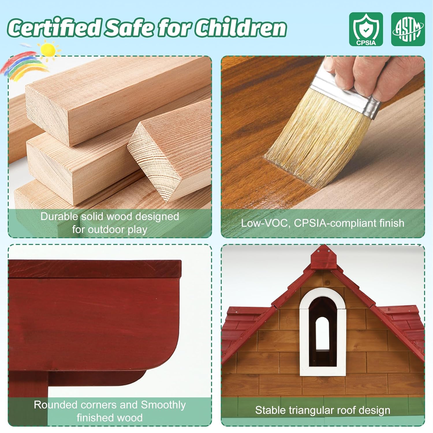 #Outdoor Wooden Kids Playhouse - đánh giá và giá Kids Outdoor Bench Table
