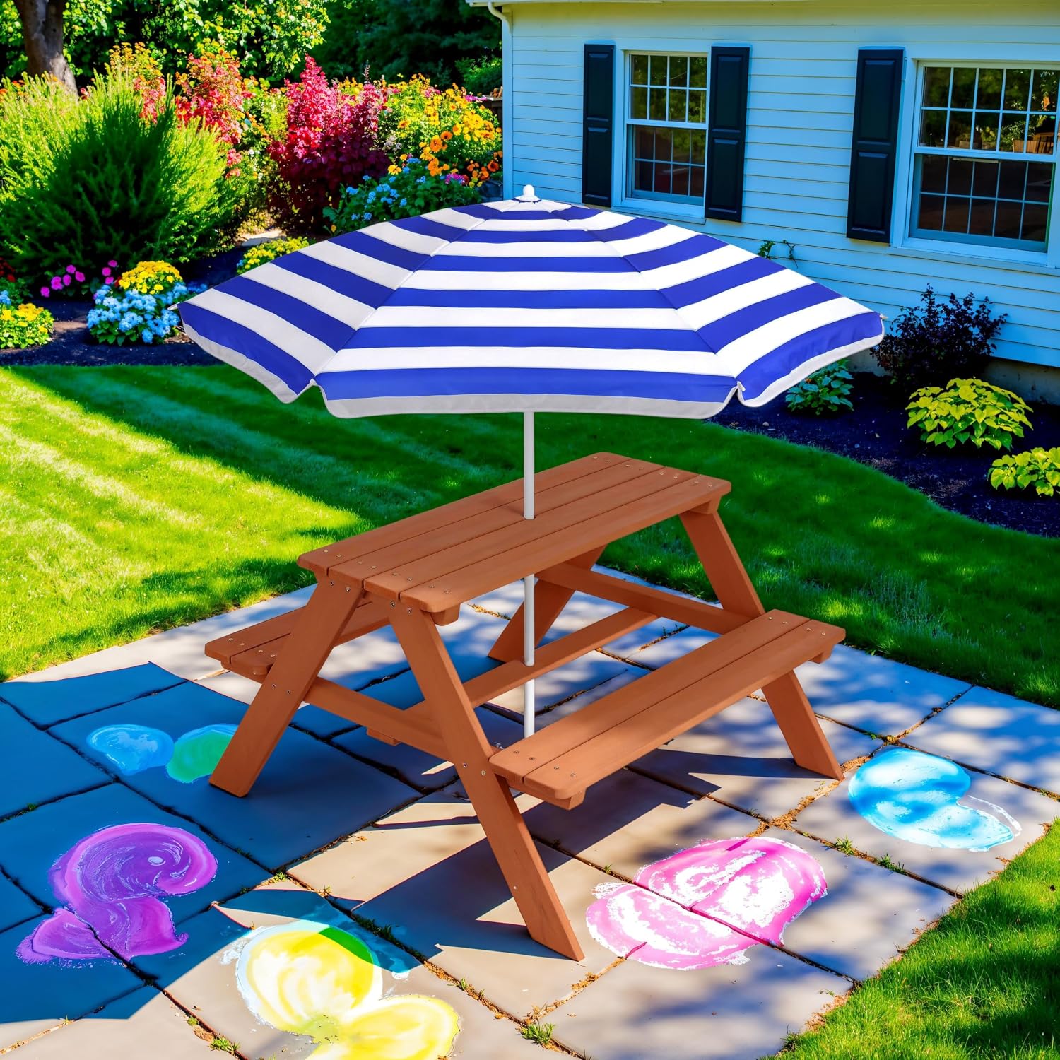 Wooden Kids Picnic Table with  - đánh giá và giá Kids Outdoor Bench Table