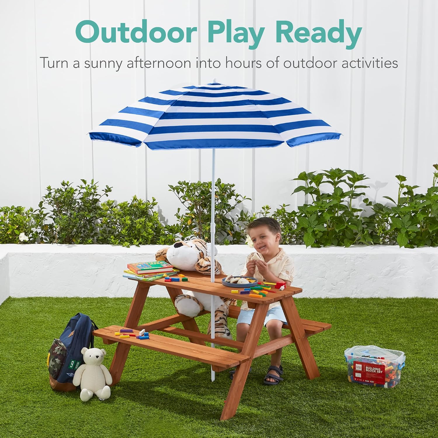 Wooden Kids Picnic Table with  - đánh giá và giá Kids Outdoor Bench Table